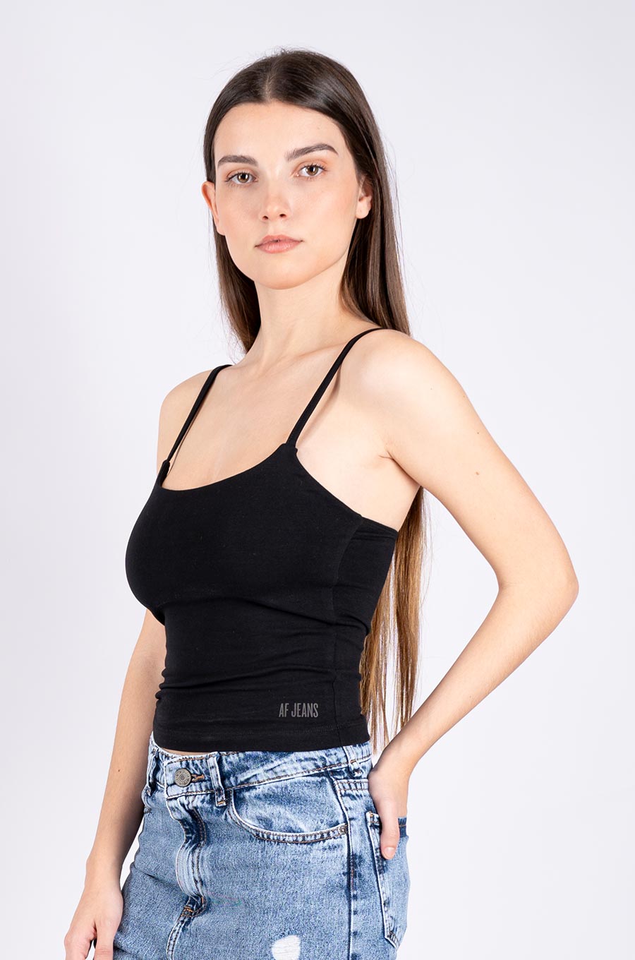 AF Jeans - A223203002 Musculosa Aries Negro lateral - Córdoba